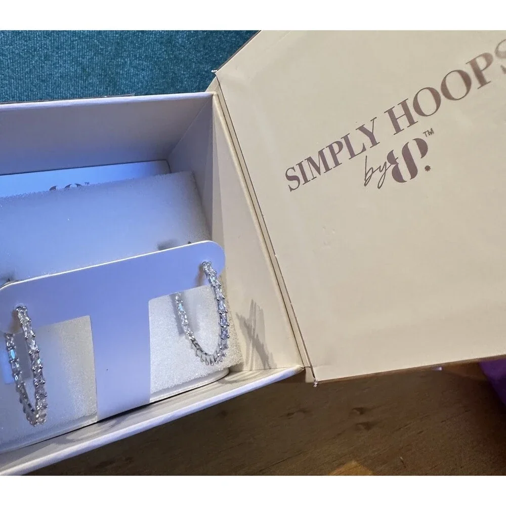 Bomb Party Simply Hoops RBP7116 The Naomi Mini Diamond CZ Rhodium Earrings